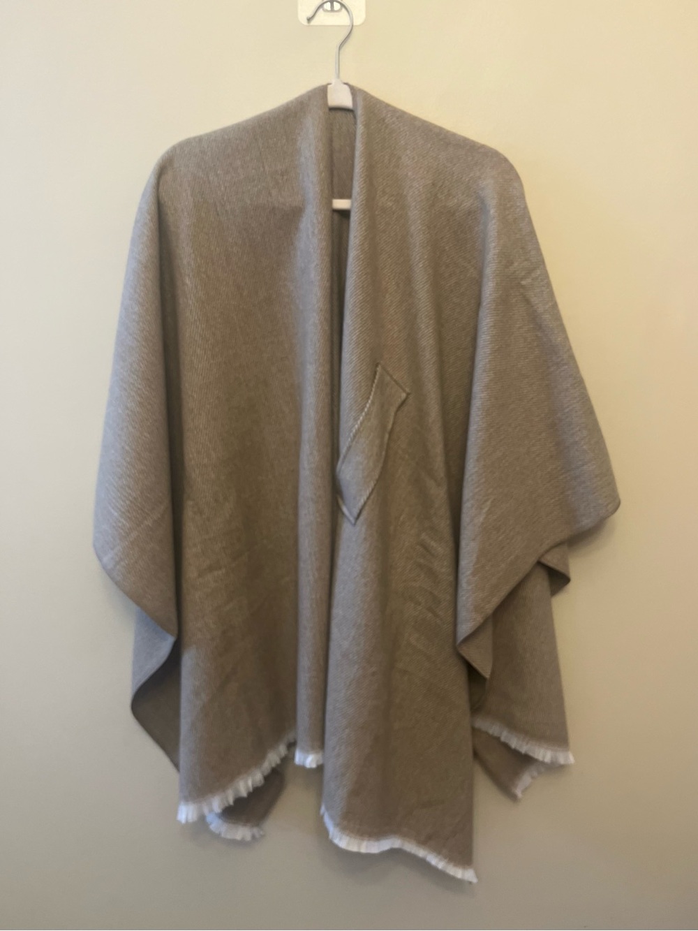NWT Lulla Collection Poncho Women's One Size Light Brown with Fringe Trim